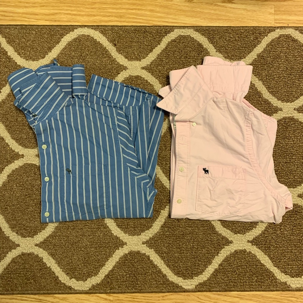 Abercrombie & Fitch Button-Up Combo XL Blue & Pink